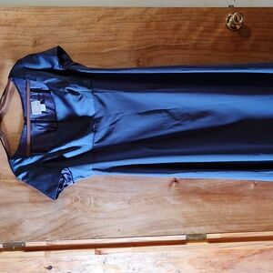 After Six Bridesmaid Cap Sleeve Gown Lavender Blue Empire Waist Satin Chiffon 16